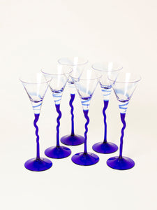 Set of 6 cobalt liquor glasses