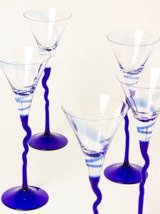 Set of 6 cobalt liquor glasses