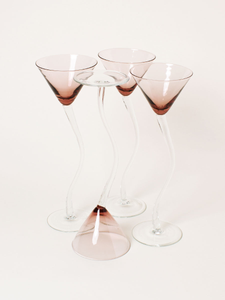 Set of 4 burgundy tall martini glasses