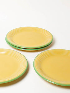 Set of 4 yellow and green dinner plates