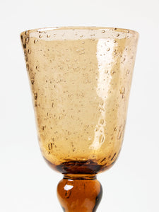 Set of 4 amber bubble wine glasses