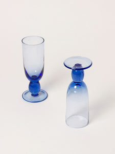 Set of 2 cobalt bubble flutes