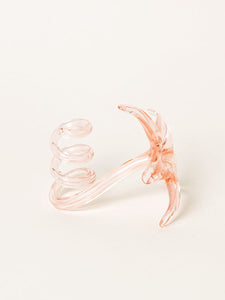 Pink flower-shaped glass candleholder