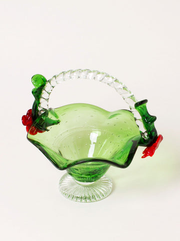 Green glass basket