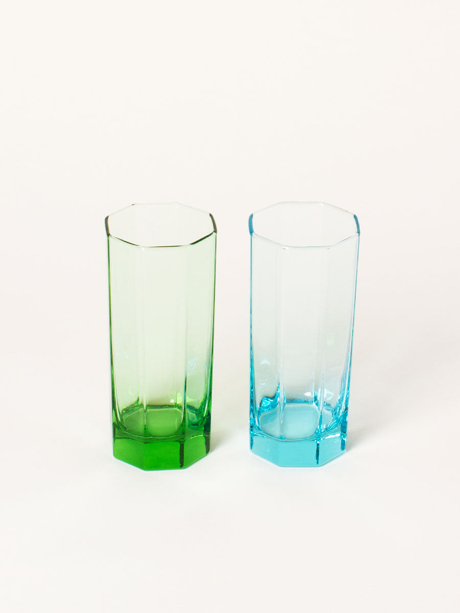 Set of 4 green and blue glasses