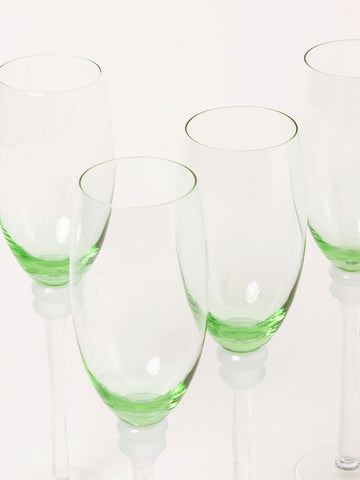 Set of 4 green sphere flutes