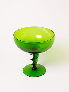 Green glass pedestal bowl