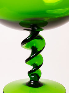 Green glass pedestal bowl