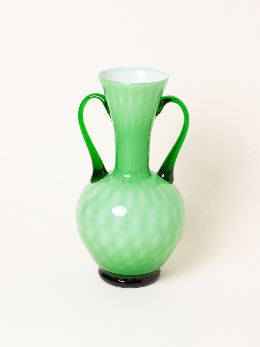 Green vase with handles