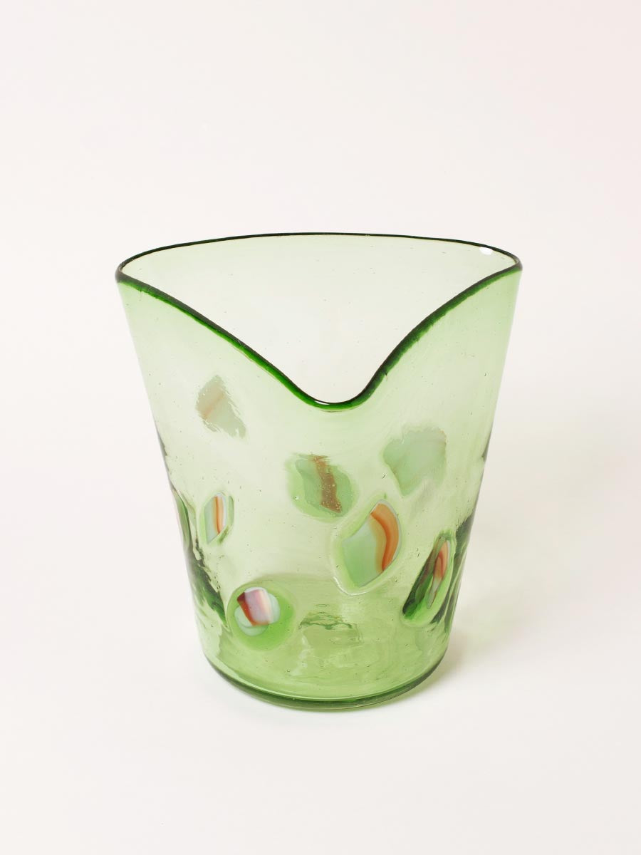 Triangular-shaped green vase