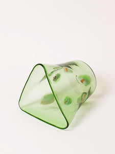 Triangular-shaped green vase