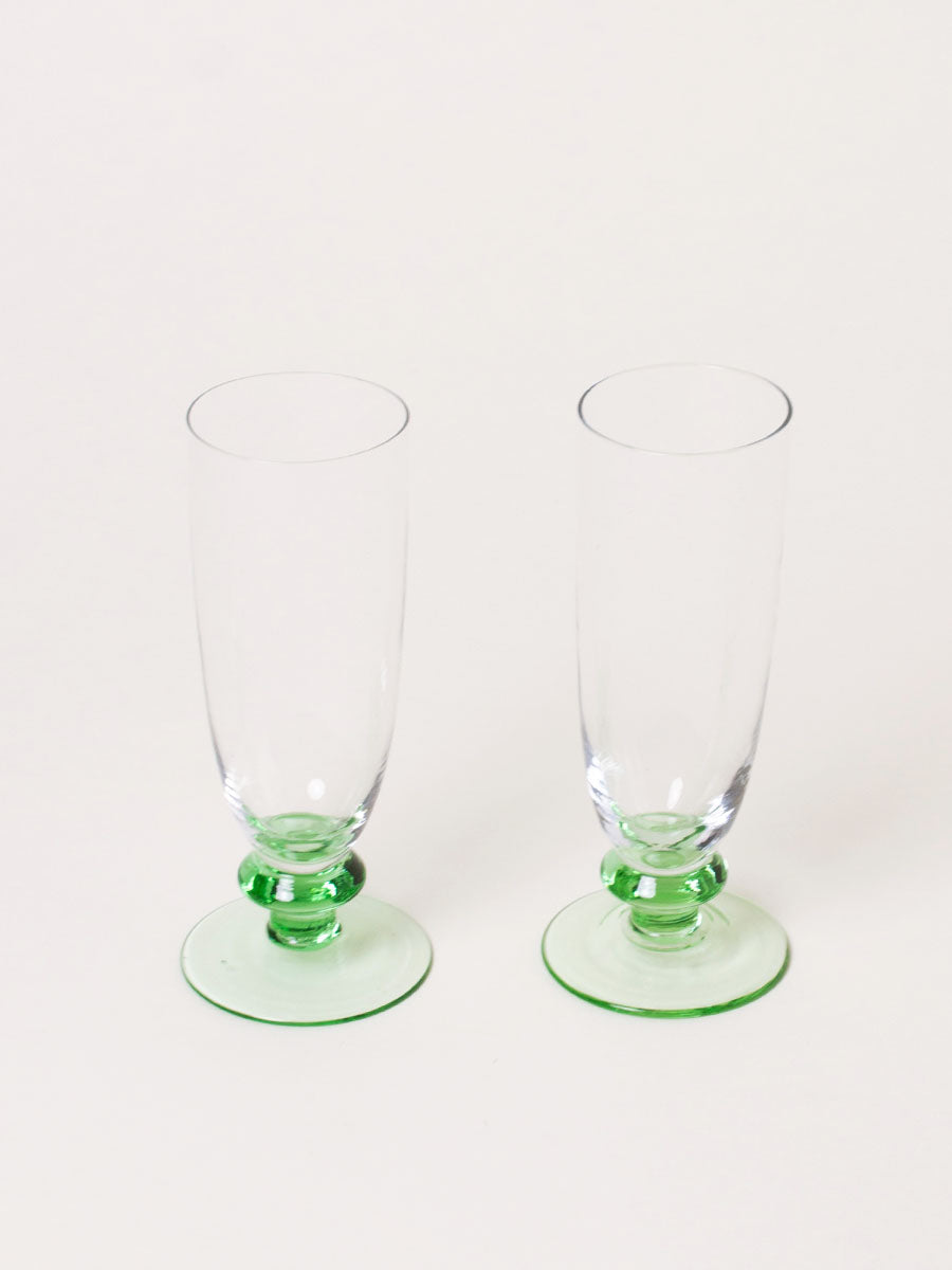 Set of 2 green base flutes