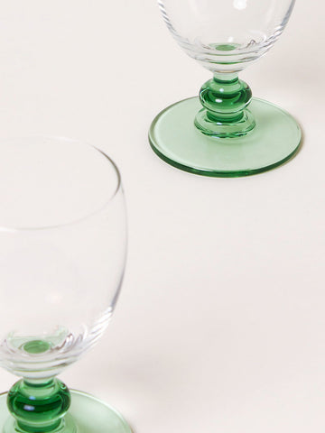 Set of 2 green wine glasses