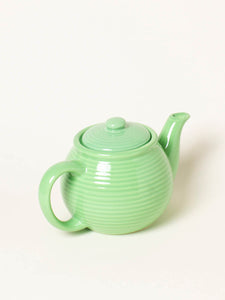 Grass green striped teapot