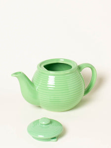 Grass green striped teapot