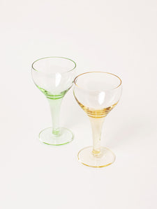Set of 2 green/yellow cocktail glasses