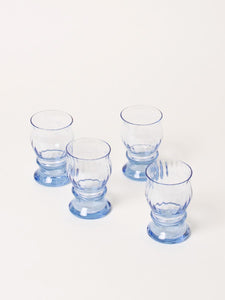 Set of 4 blue detailed liquor glasses