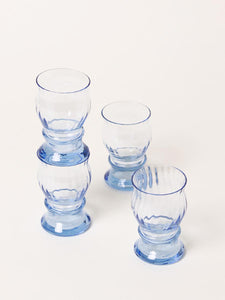 Set of 4 blue detailed liquor glasses