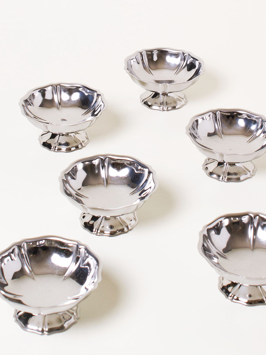 Set of 6 large silver coupes