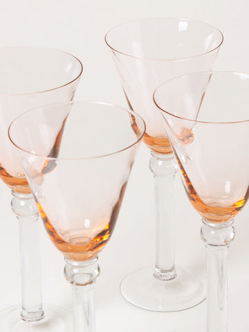 Set of 4 soft peach wine glasses