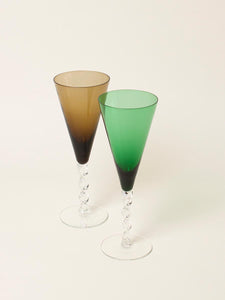 Set of 2 mixed green/brown flutes