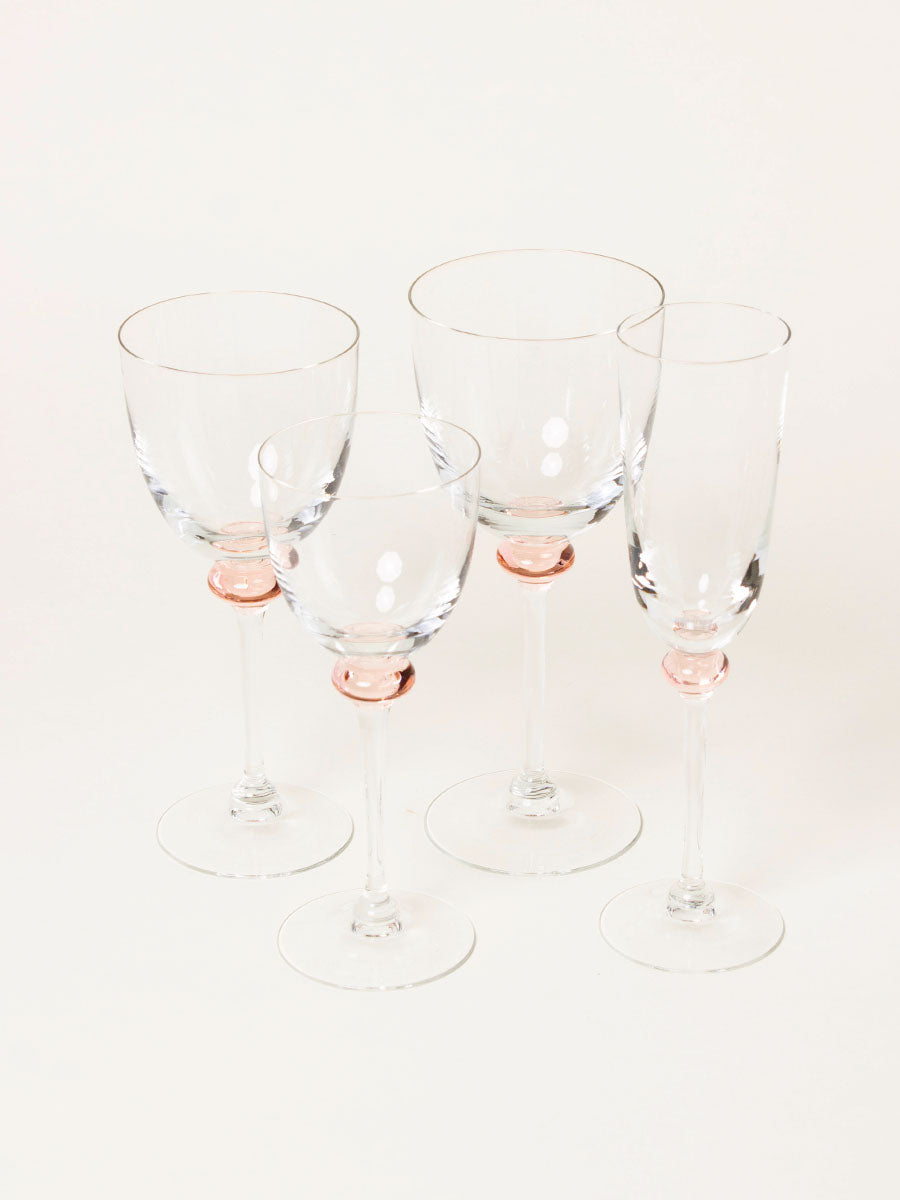 Set of 4 crystal pink glasses