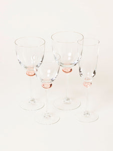 Set of 4 crystal pink glasses