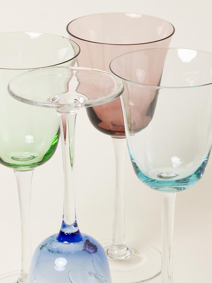 Set of 4 large rainbow wine glasses