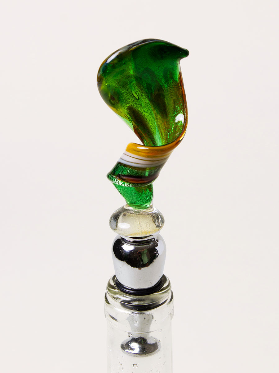 Green Murano wine stopper