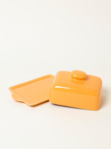 Orange butter dish with lid