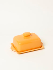 Orange butter dish with lid