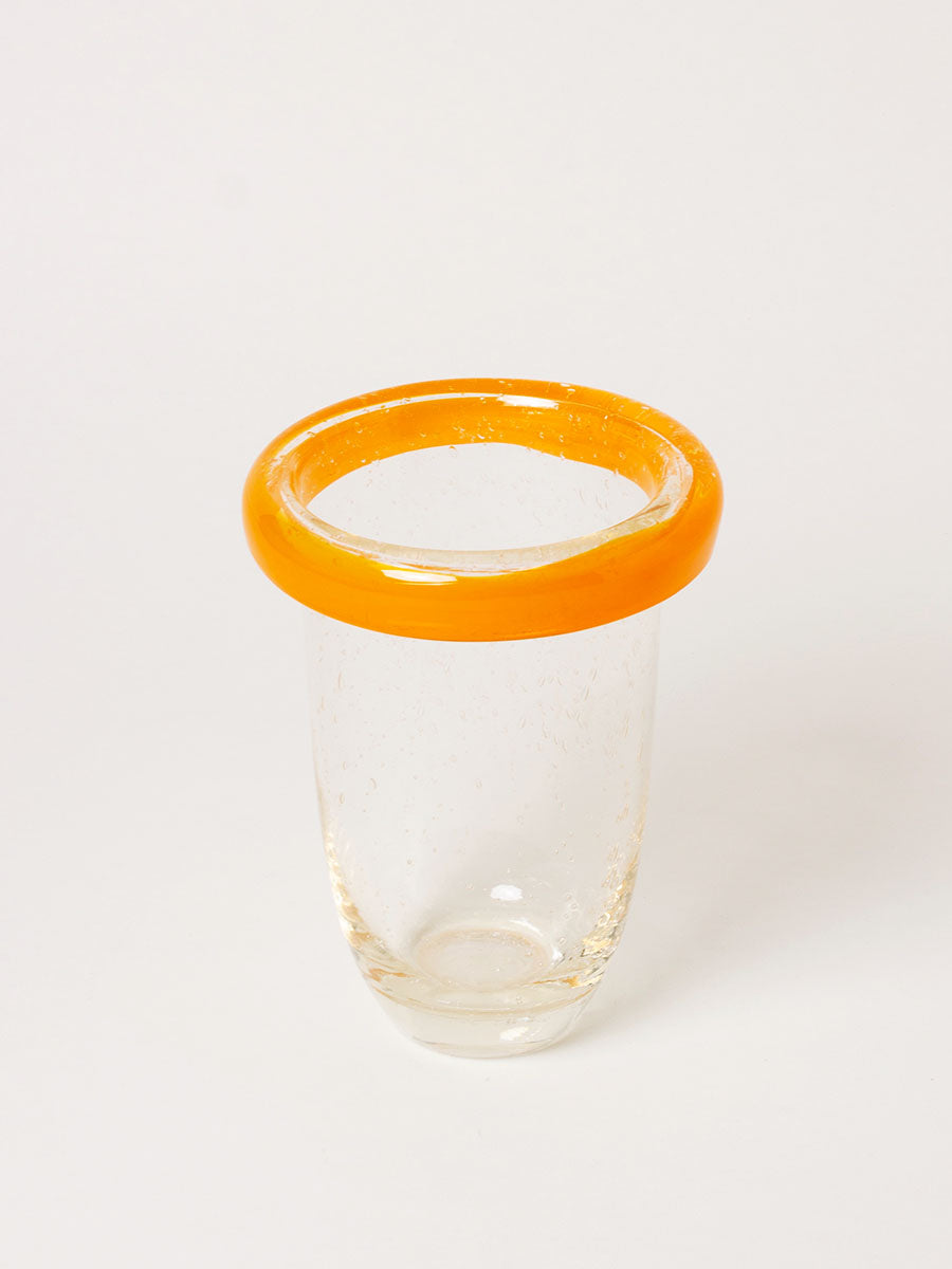 Bubble vase with orange rim