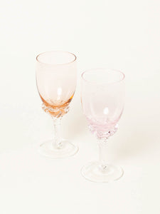 Set of 2 soft pink and peach wine glasses