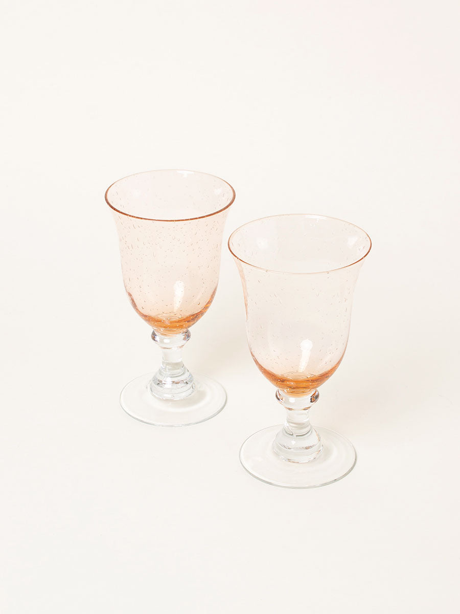 Set of 2 peach wine glasses