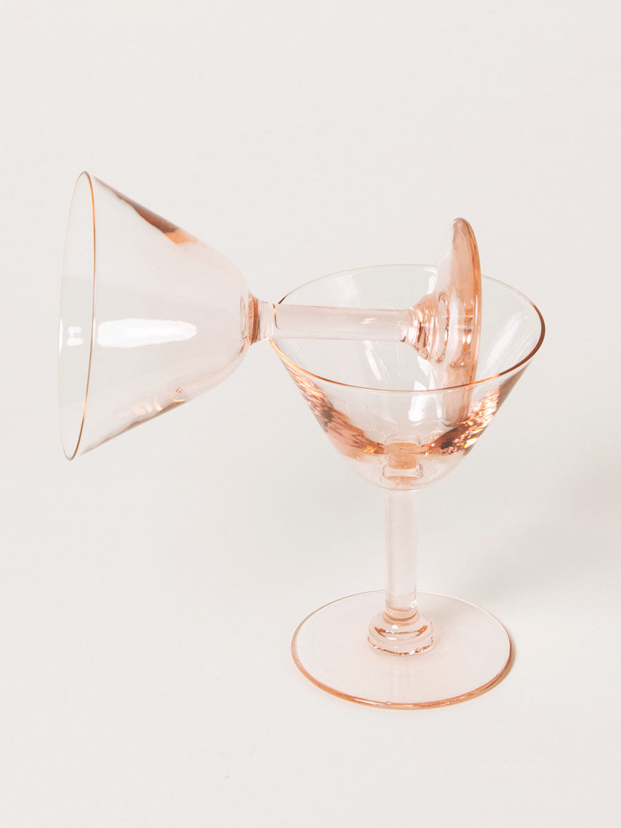 Set of 2 petite peach cocktail glasses