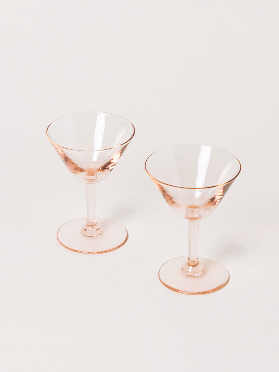 Set of 2 petite peach cocktail glasses