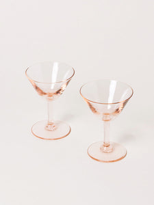 Set of 2 petite peach cocktail glasses