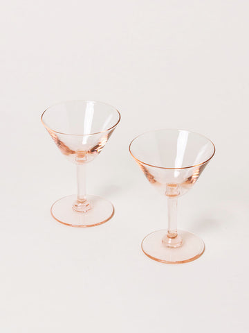 Set of 2 petite peach cocktail glasses