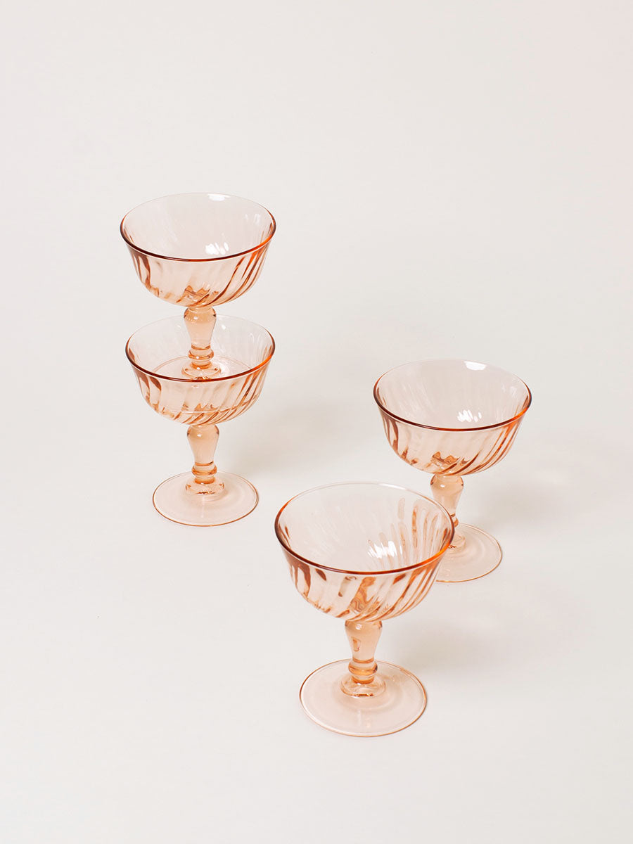 Set of 4 peach coupes