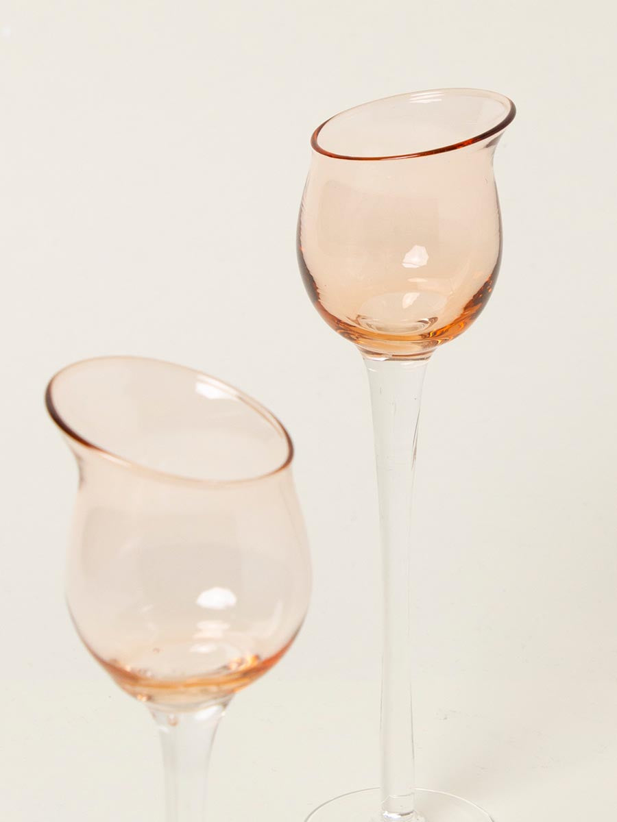 Set of 2 funky orange liquor glasses