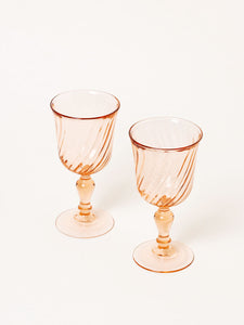 Set of 2 peach wine glasses