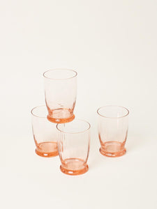 Set of 4 peach faceted small water glasses