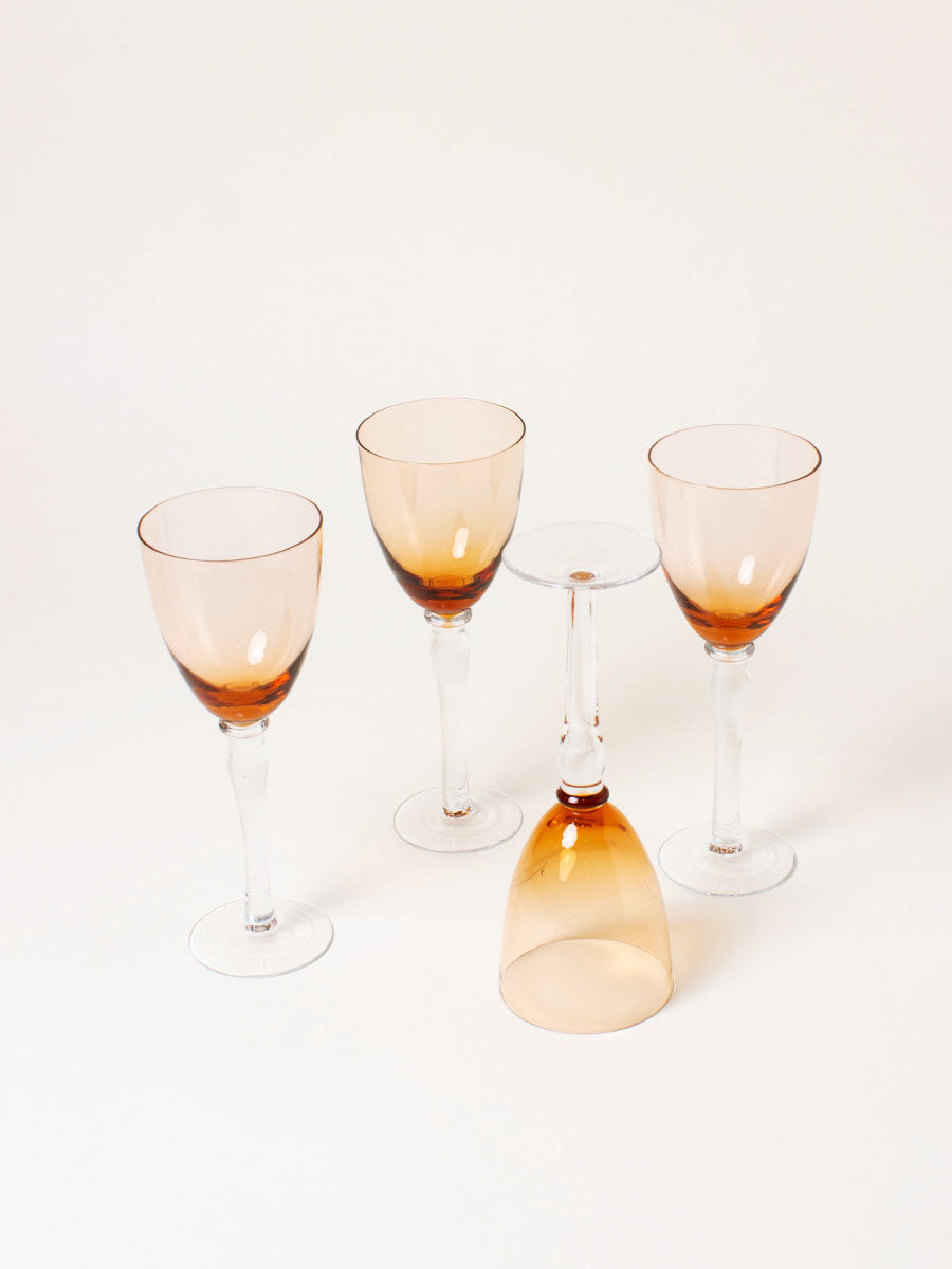 Set of 4 peach wine glasses