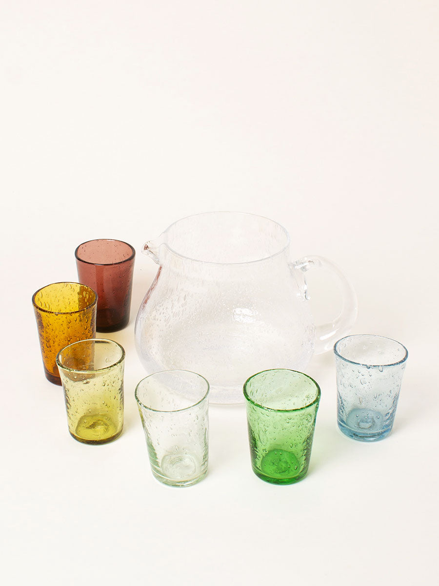 Handblown pitcher set with 6 glasses