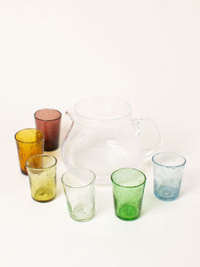 Handblown pitcher set with 6 glasses