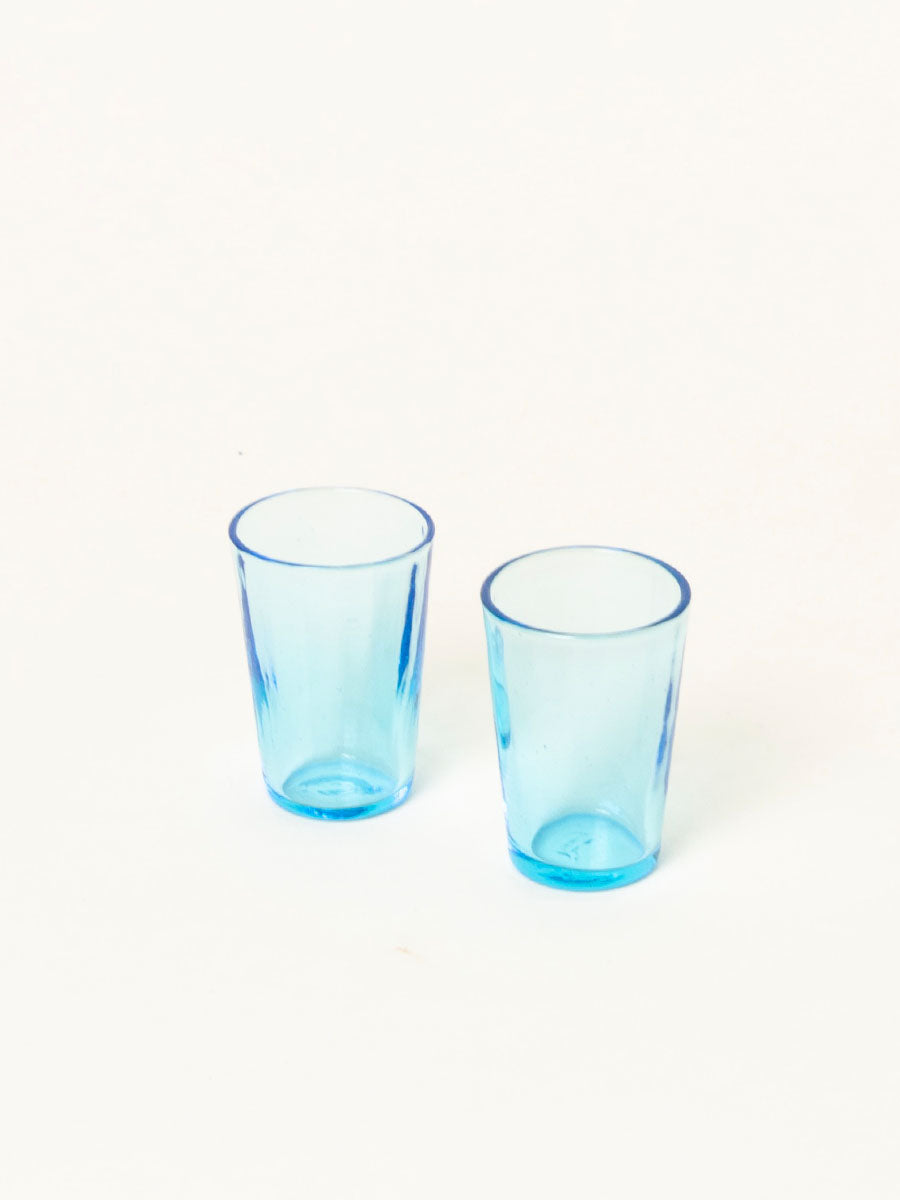 Set of 2 aqua shot glasses