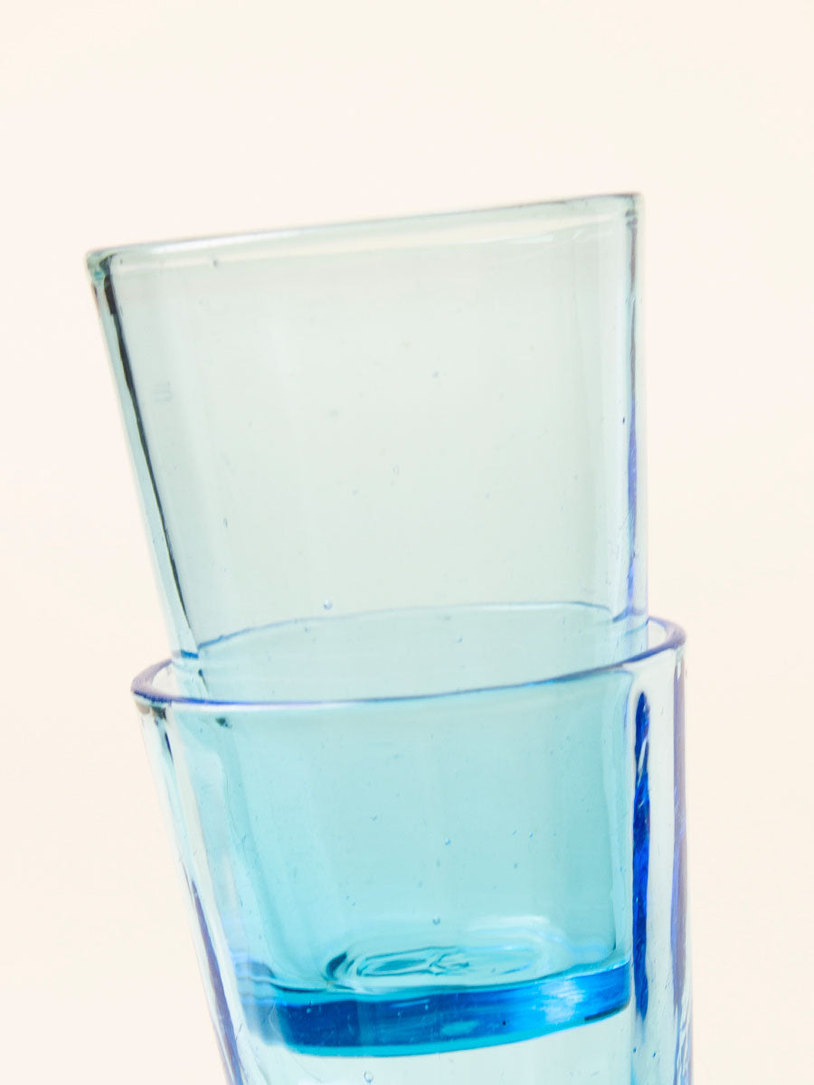 Set of 2 aqua shot glasses