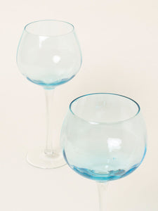 Set of 2 aqua blue wine glasses