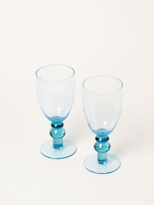 Set of 2 aqua bubble wine glasses