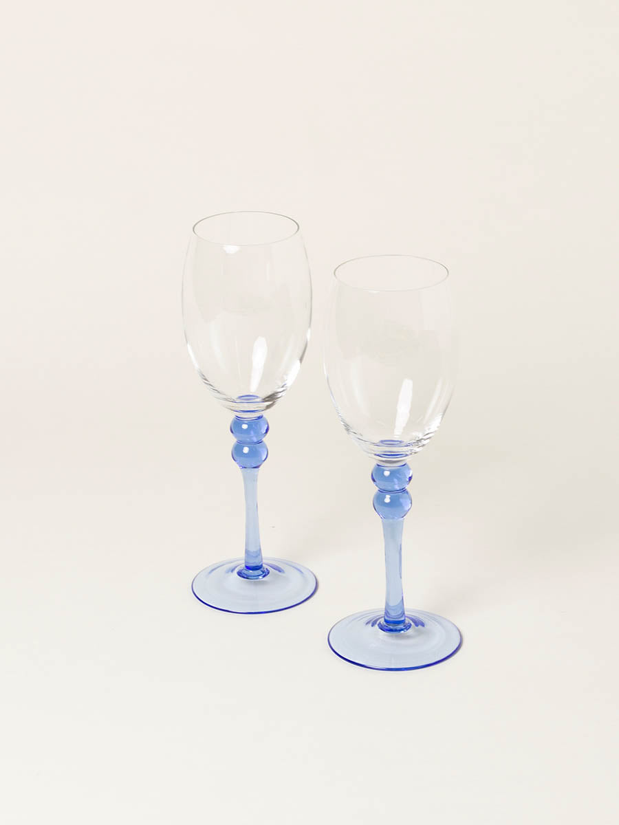 Set of 2 blue wine glasses